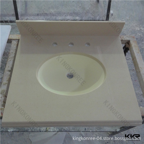 Prefab Solid Surface Resin Marble Stone Bathroom Vanity Top (KKR-V1501053)